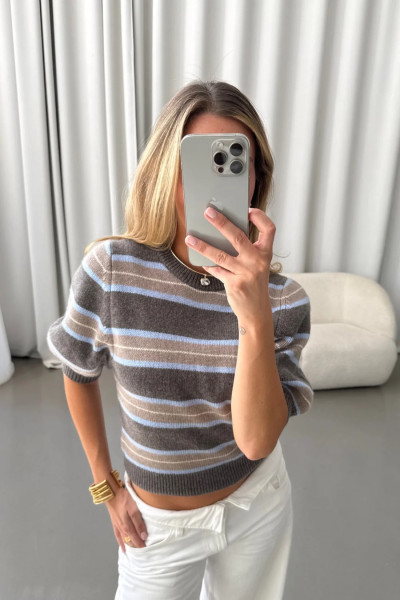 Pullover Poupette Striped Taupe