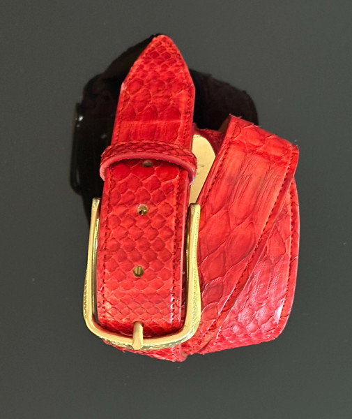 Leather Belt Python batik rot