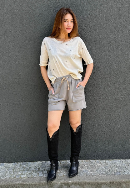 T-Shirt Daisy mit Stenchen-Print chalk
