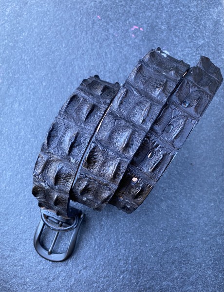 Leather Belt Krokodil black