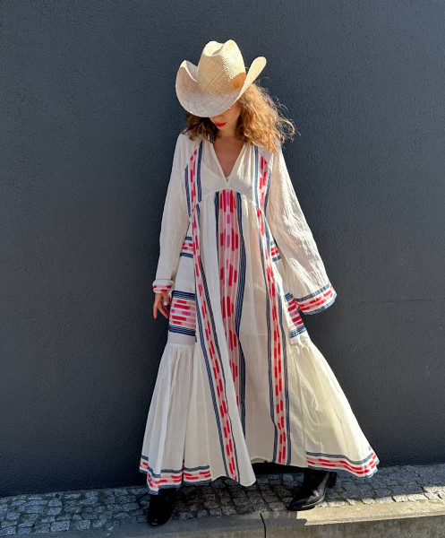 Long Dress Jacquard Power navy/red