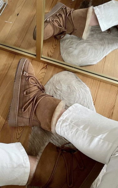 Lace Boots Cognac