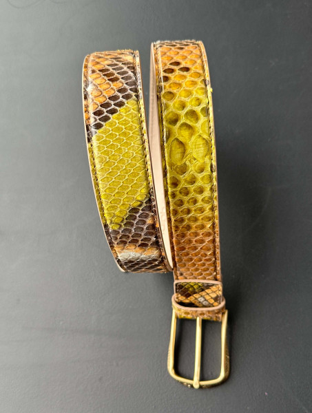 Leather Belt Python gelb-orange