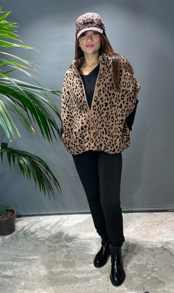 Teddy Gilet Leopard dark fudge