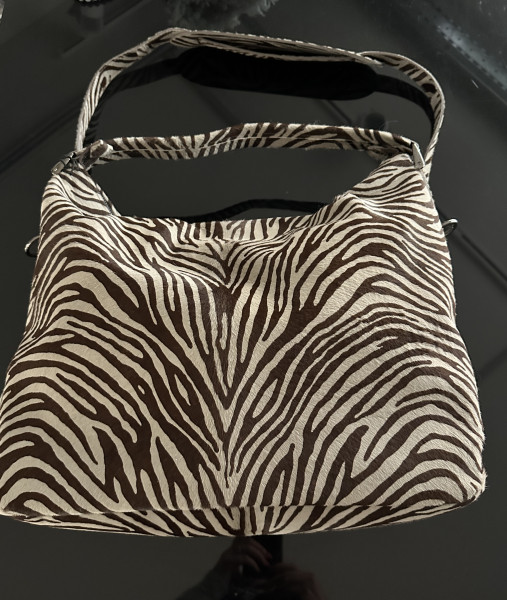 Shopper Kalbsfell Zebra sand/braun