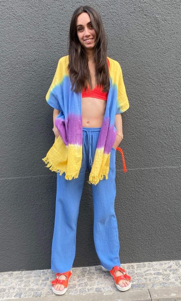 Paz Gilet a Frange Tie and Dye Jaune