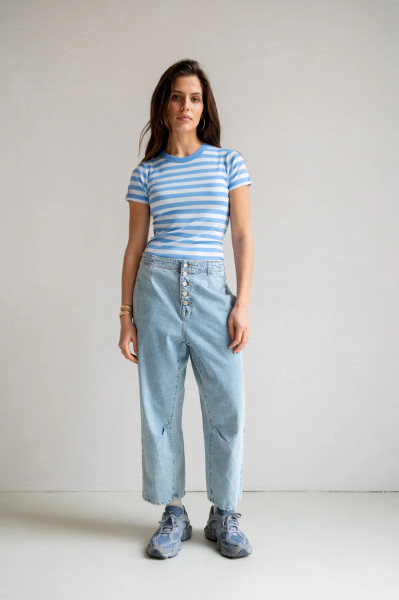 T-Shirt Stripe air blue/azure