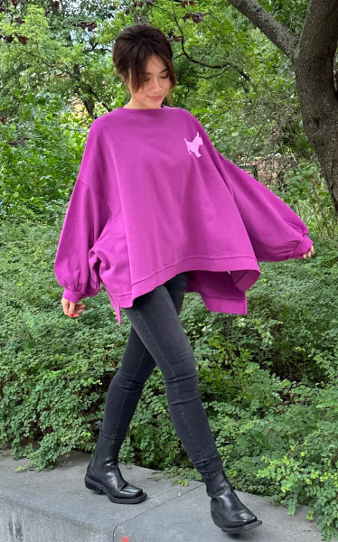 Oversize Print Sweatshirt red cabbage