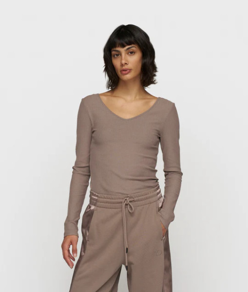 V-Neck Long Sleeve Top moonrock
