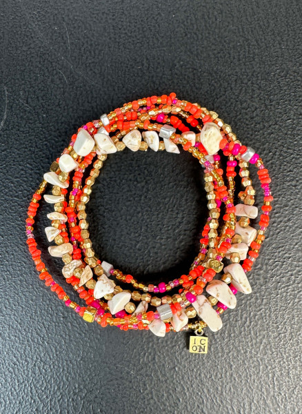 Wrap Necklace Stone Orange 110cm