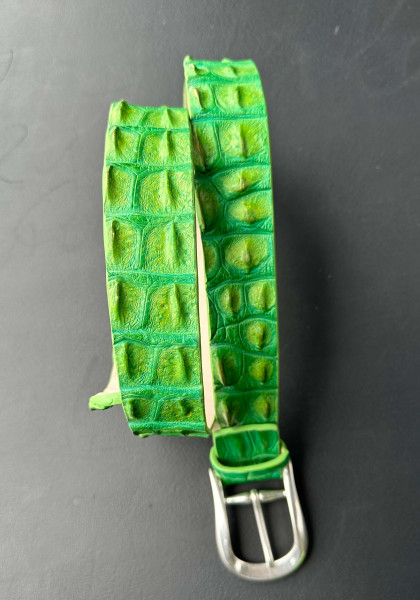 Leather Belt Krokodil grün