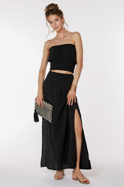 Maxi Smocked Skirt black