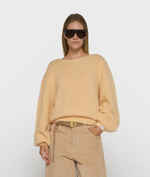 Puff Sleeve Knit Sweater pastel mango
