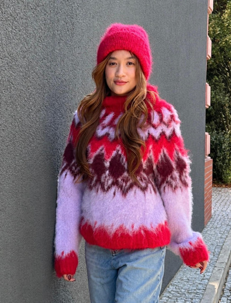 Brushed Cilian Sweater Light Lavender/Red