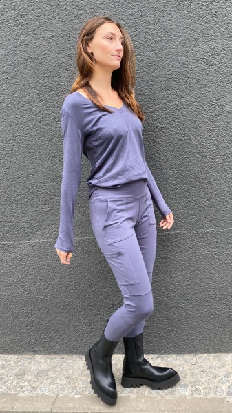 Long Sleeve V-Neck Tee Granite