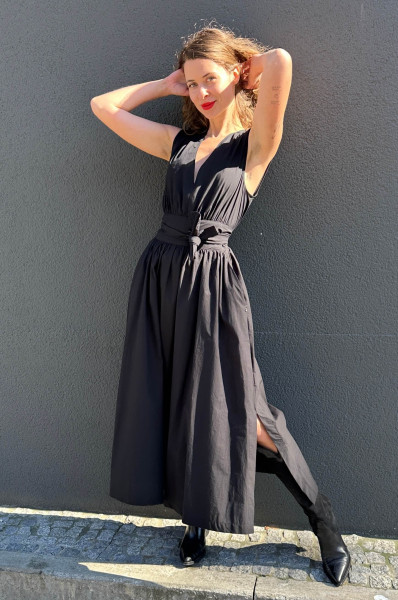 Langes Popelinekleid Nero