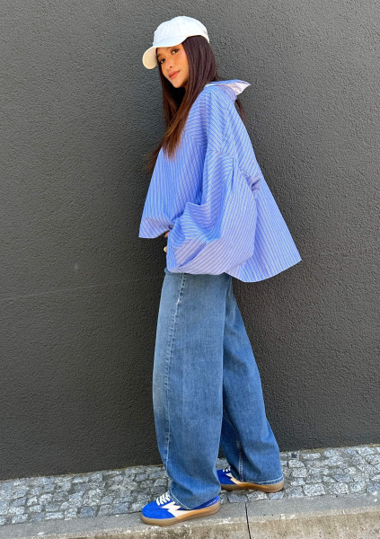 DoubleC Blouse with Removable Collar White/Blue
