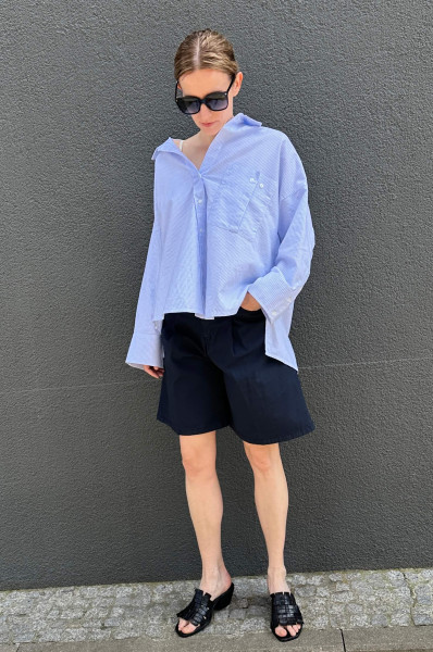 Blouse Stripe & Details White/Blue