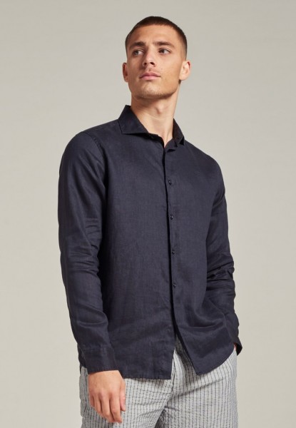 Jagger Shirt Linen Dark Navy