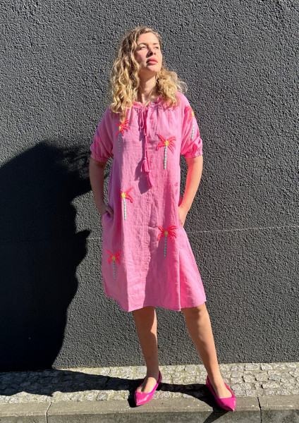 Leinenkleid Palmtrees rose