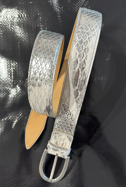 Leather Belt Python silber vintage