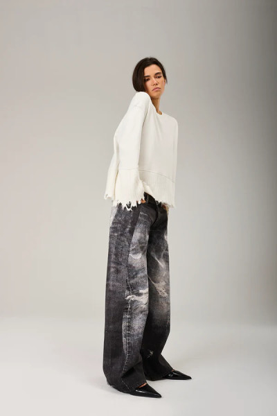 Denim Pants Hongkong Laserprint darkgrey