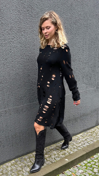 Destroyed Dress Wool black