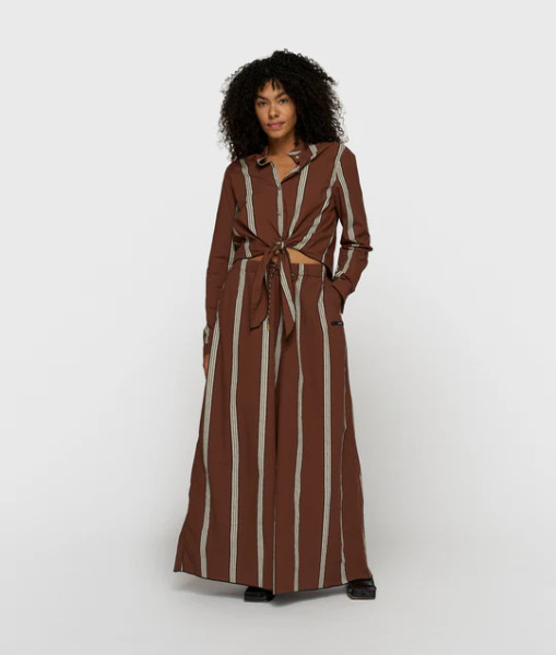 Wide Leg Pants Stripes deep brown