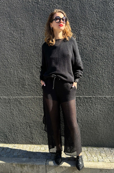 TROUSER Wide Net Black