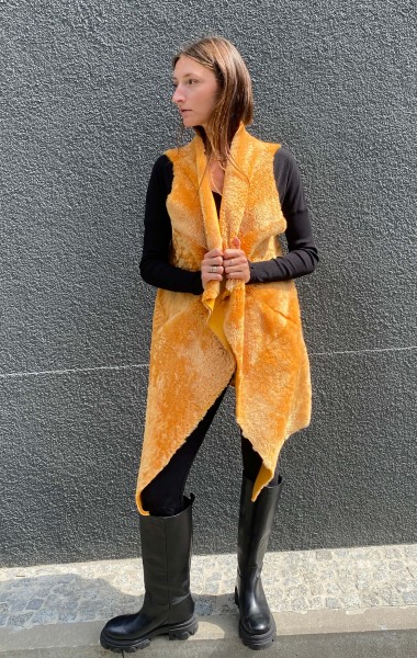 Woman Vest Lamb Leather Duck