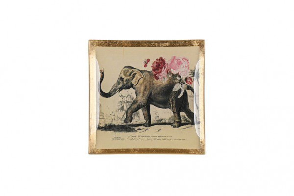 Glasteller S Elefant Goldrand