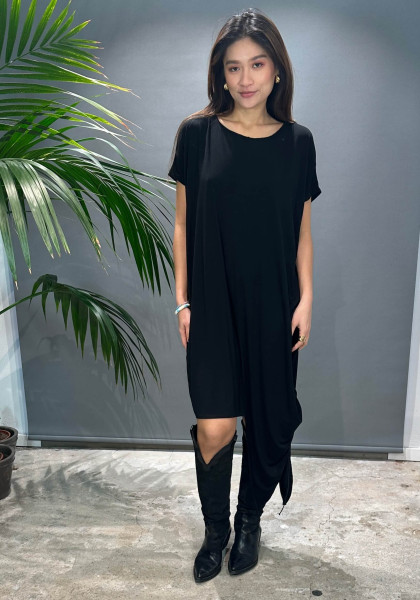 DRESS Over Asymmetric Jersey Bamboo Black