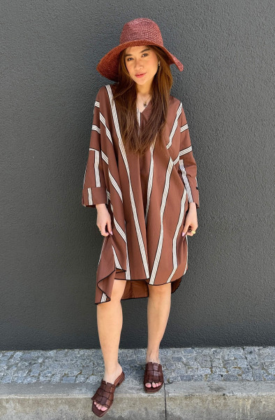 A-Line Tunic Stripes deep brown