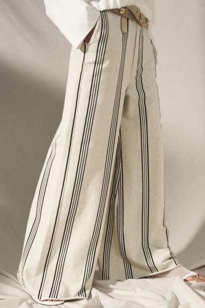 Wide Leg Jogger Stripes soft white melee