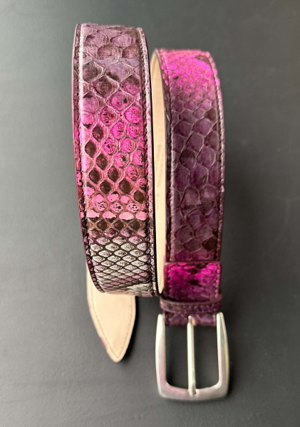 Leather Belt Python flieder-pink