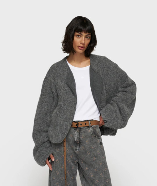 Puffy Hairy Knit Bomber antra melee