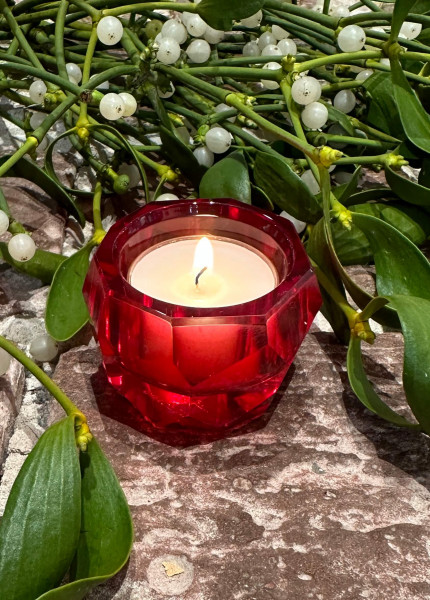 Kristallglas Teelichthalter 4cm Rot