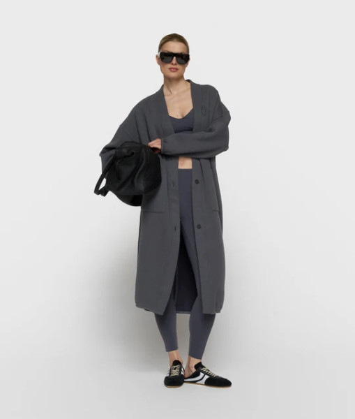 Long Baseball Cardigan steel blue