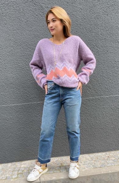 Loop Hand Knitted Berry/Lavender/Sunset Pink