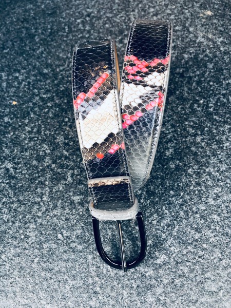Leather Belt Python graphite neonpink